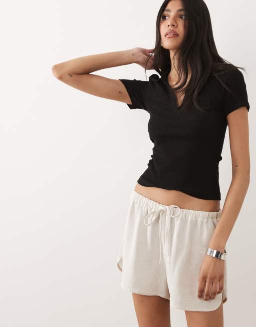 ASOS DESIGN - Pantaloncini da corsa micro in misto lino colore neutro