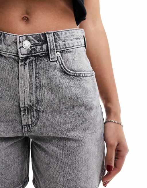 ASOS DESIGN - Pantaloncini dad fit in denim grigio slavato, 5 di 5