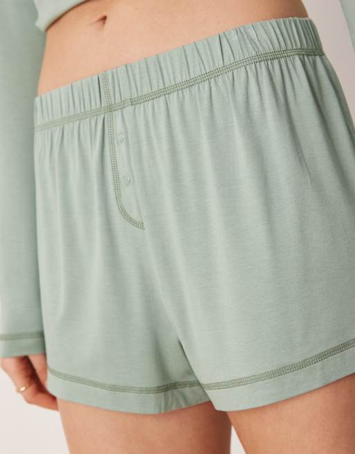 ASOS DESIGN - Pantaloncini del pigiama mix & match morbidissimi verdi, 4 di 5