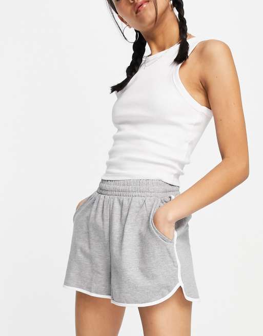 ASOS DESIGN - Pantaloncini della tuta da running in cotone grigi con striscia laterale - GREY, 3 di 4