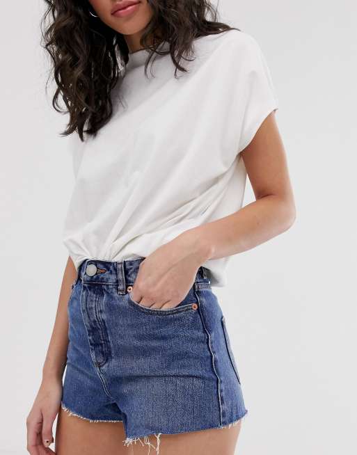 ASOS DESIGN - Pantaloncini di jeans blu vintage con orlo grezzo, 3 di 4