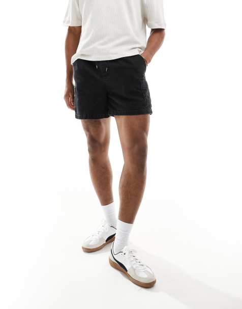 ASOS DESIGN - Pantaloncini di jeans cargo ampi lunghezza corta nero slavato - view 1