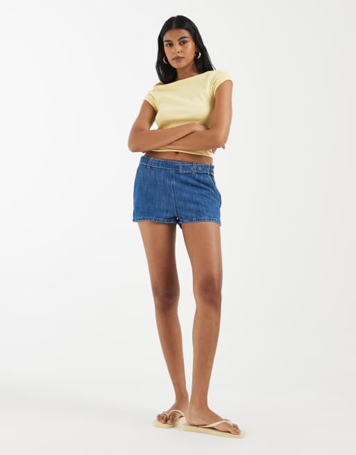 ASOS DESIGN - Pantaloncini di jeans corti blu medio, 2 di 5