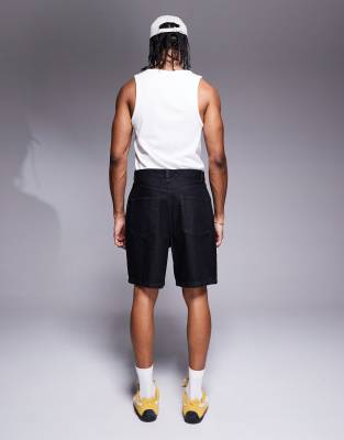 ASOS DESIGN standard length denim jorts in black