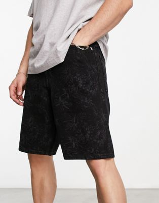 ASOS DESIGN slim regular length denim shorts with floral print - ASOS Price Checker