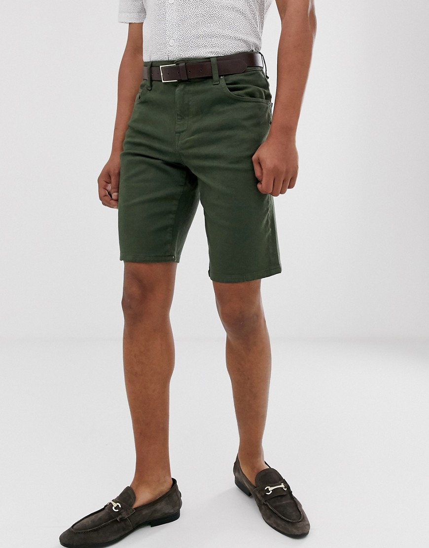 ASOS DESIGN - Pantaloncini di jeans slim verdi-Verde