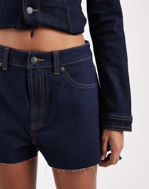 ASOS DESIGN - Pantaloncini di jeans svasati slavati, 4 di 5