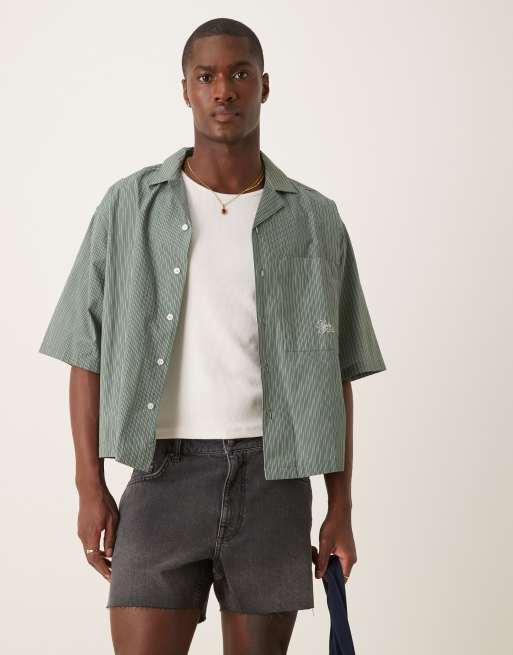 ASOS DESIGN - Pantaloncini di jeans taglio corto slim neri con strappi