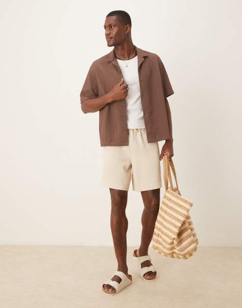 ASOS DESIGN - Pantaloncini écru a nido d'ape lunghezza media - view 1