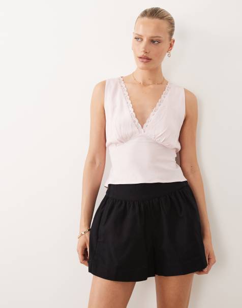 ASOS DESIGN - Pantaloncini effetto lino neri - view 1