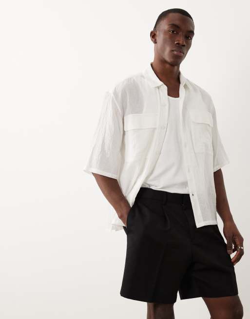 ASOS DESIGN - Pantaloncini eleganti ampi a pieghe neri, 2 di 5