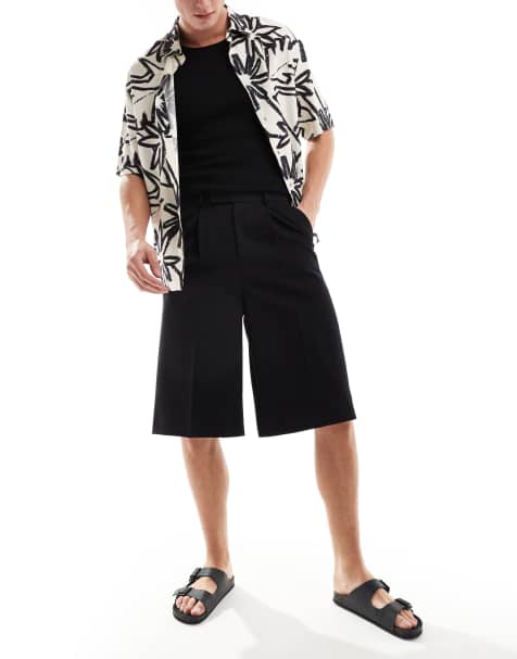 ASOS DESIGN - Pantaloncini eleganti ampi taglio lungo neri - view 1