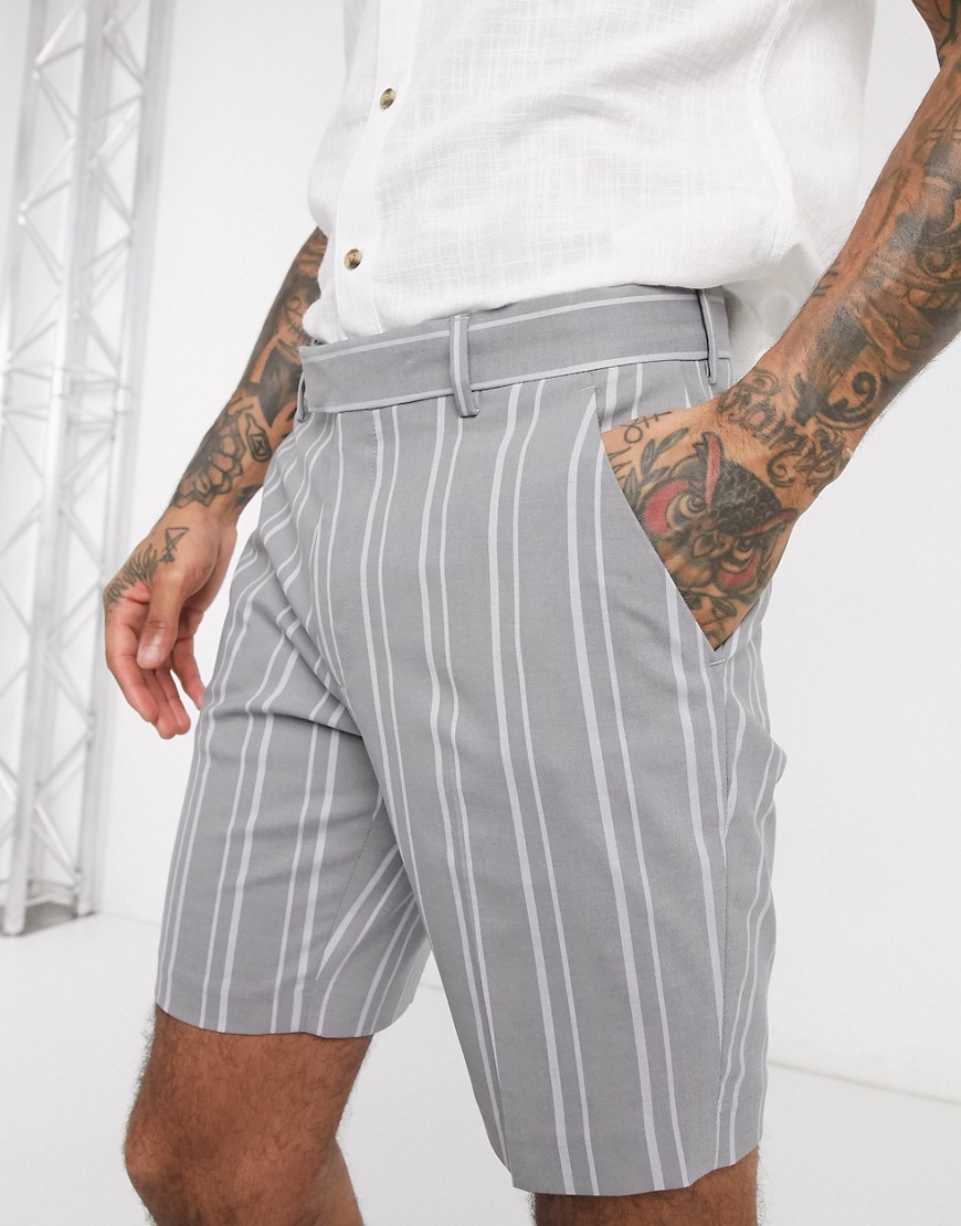 ASOS DESIGN - Pantaloncini eleganti skinny grigio a quadri