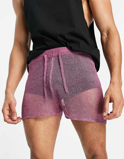 ASOS DESIGN Pantaloncini in maglia colore viola metallizzato in