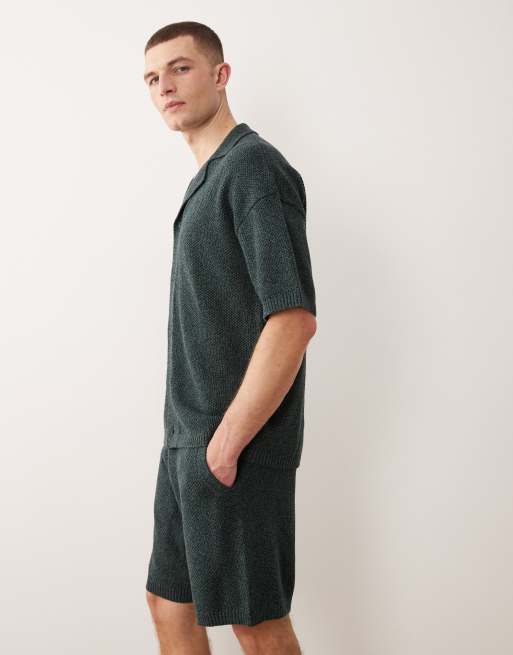 ASOS DESIGN - Pantaloncini in maglia intrecciata verde in coordinato, 2 di 5