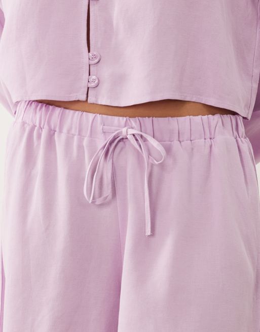 ASOS DESIGN - Pantaloncini in misto lino rosa cipria in coordinato, 4 di 5