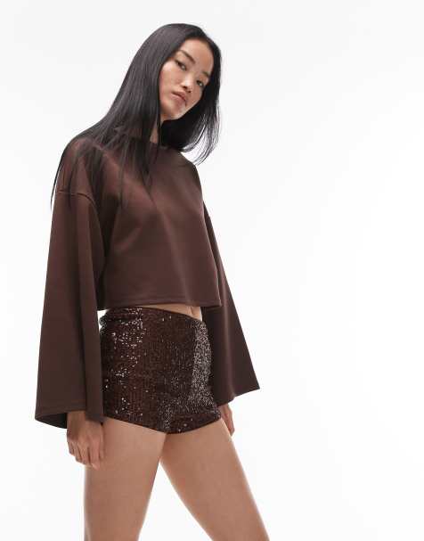 ASOS DESIGN - Pantaloncini in paillettes color cioccolato - view 1