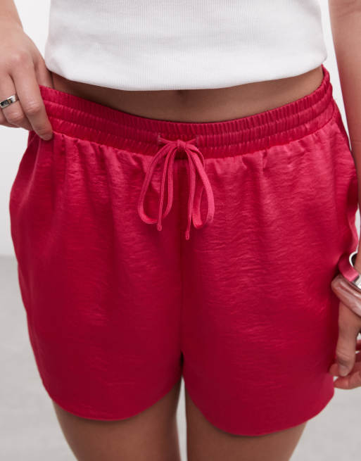 ASOS DESIGN - Pantaloncini in raso rosa acceso, 3 di 5