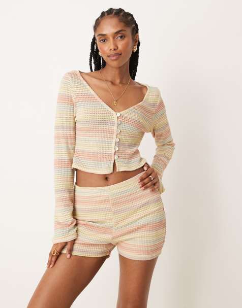 ASOS DESIGN - Pantaloncini micro a righe multicolore in coordinato - view 1