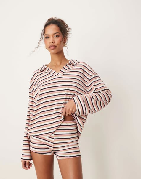 ASOS DESIGN - Pantaloncini micro a righe rosa in coordinato - view 1