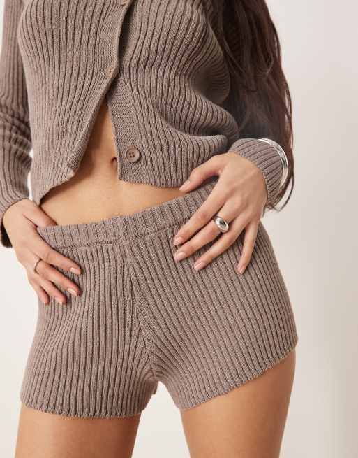 ASOS DESIGN mid rise rib knitted micro short - part of a set