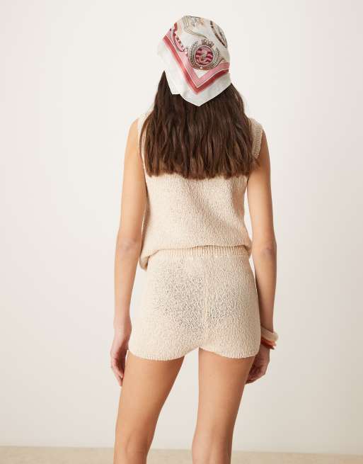 ASOS DESIGN - Pantaloncini micro in maglia bouclé color écru, 3 di 5