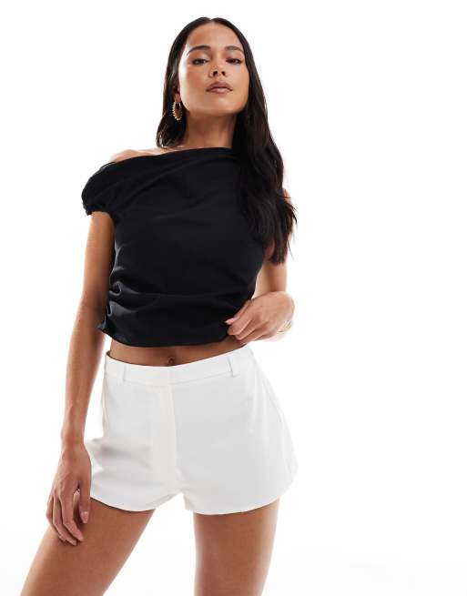 ASOS DESIGN tailored micro shorts in white