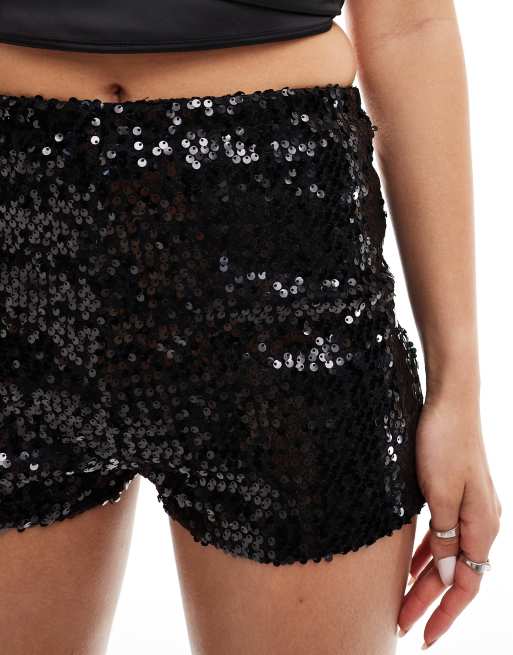 Shorts Pantaloni Corti Paillettes ASOS DESIGN Pantaloncini Neri