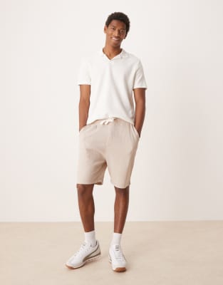 ASOS DESIGN - Pantaloncini oversize a nido d'ape beige - view 1