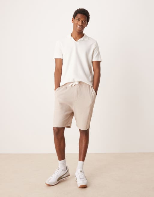 ASOS DESIGN - Pantaloncini oversize a nido d'ape beige