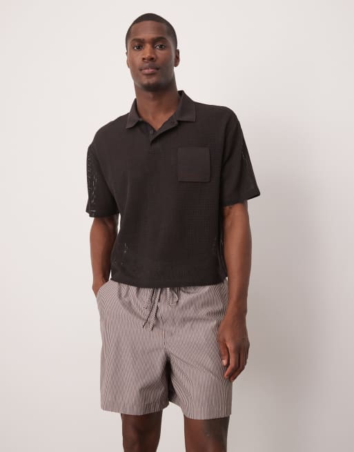 ASOS DESIGN - Pantaloncini oversize bordeaux a righe in coordinato