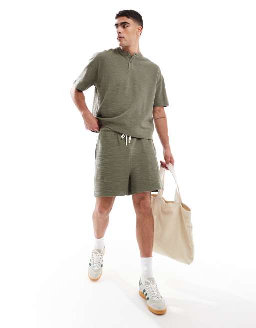 ASOS DESIGN - Pantaloncini oversize color kaki testurizzati