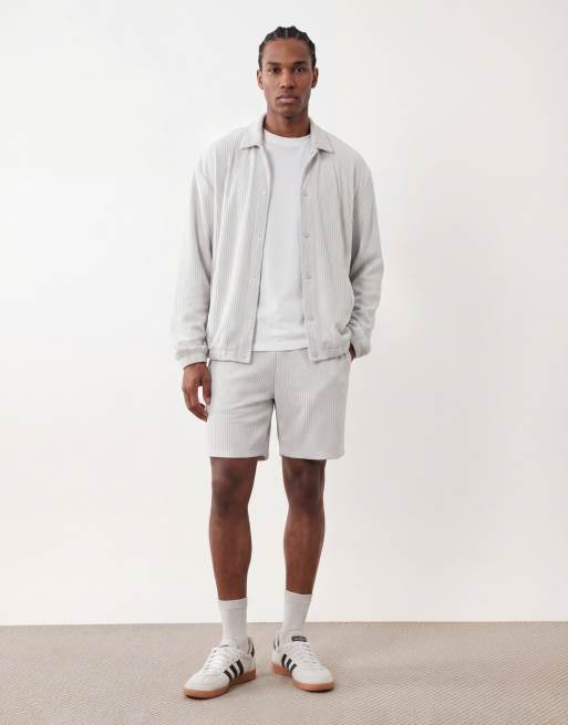 ASOS DESIGN - Pantaloncini oversize in jersey a coste grigi, 2 di 5