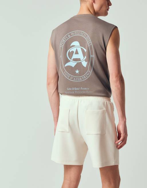 ASOS DESIGN - Pantaloncini oversize in jersey beige con zip, 3 di 12