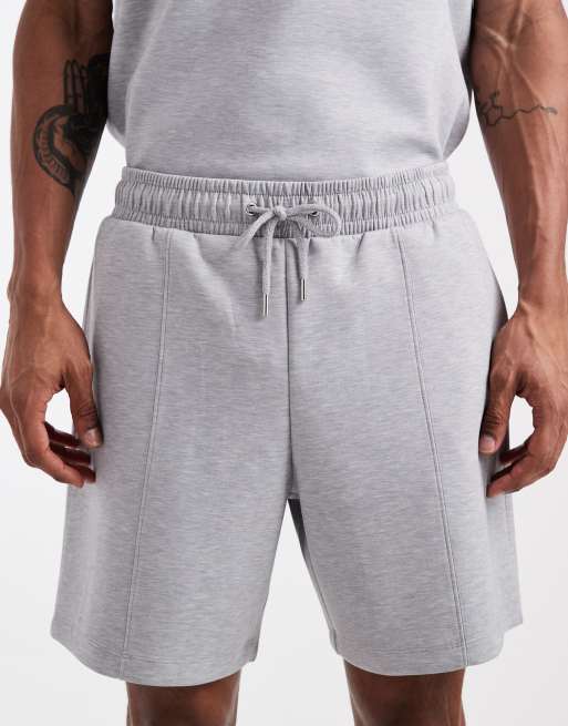 ASOS DESIGN - Pantaloncini oversize in jersey grigi con pinces, 4 di 5