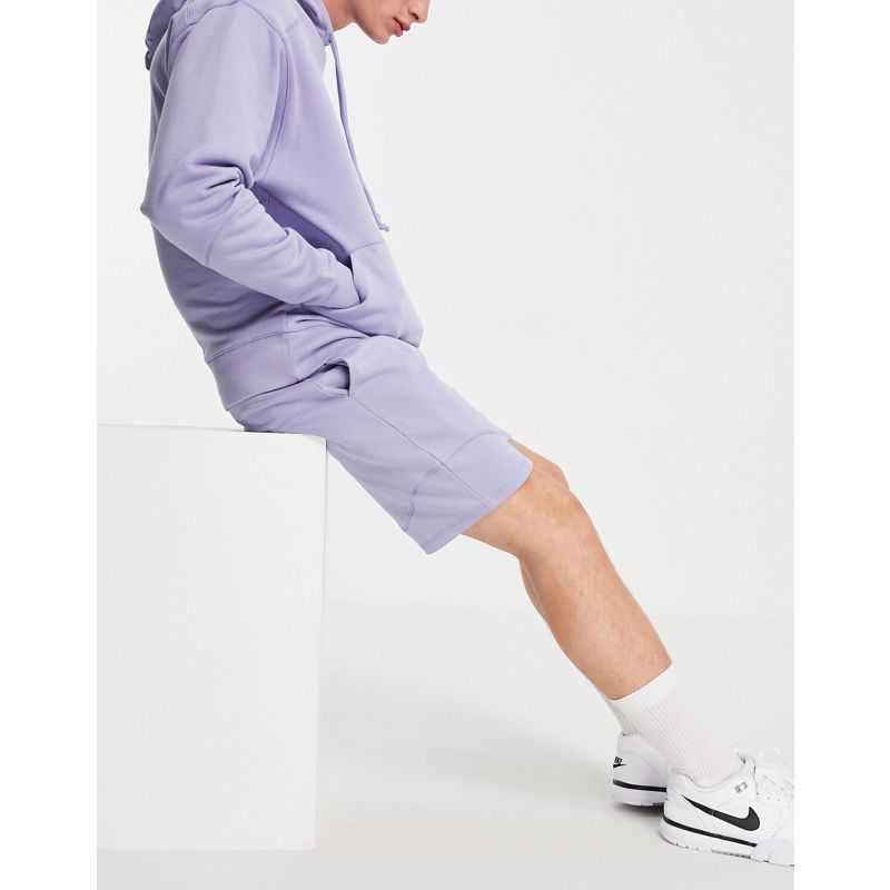 DESIGN - Pantaloncini oversize in jersey lilla con cuciture in coordinato