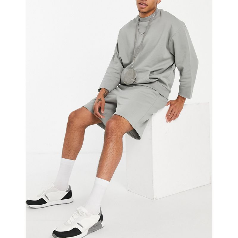 Uomo Coordinati DESIGN - Pantaloncini oversize in jersey pesante grigio in coordinato