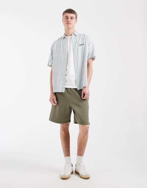 ASOS DESIGN - Pantaloncini oversize in jersey piqué verde oliva in coordinato, 2 di 5