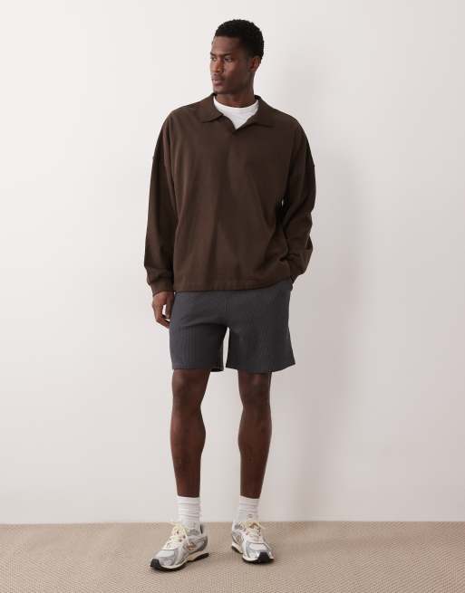 ASOS DESIGN - Pantaloncini oversize in jersey testurizzato a nido d'ape color kaki