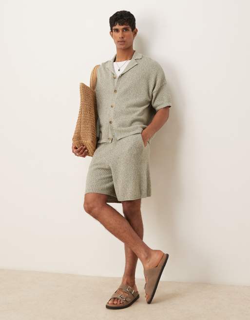 ASOS DESIGN - Pantaloncini oversize in maglia color verde salvia in coordinato