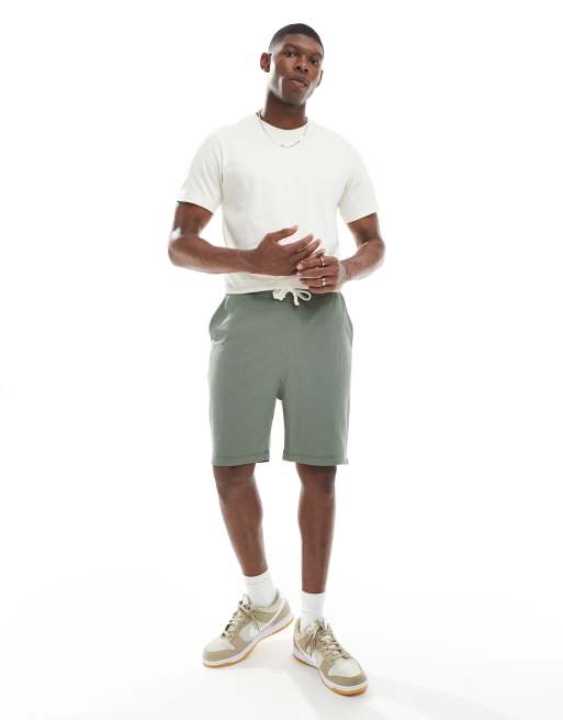 ASOS DESIGN - Pantaloncini oversize in piqué kaki
