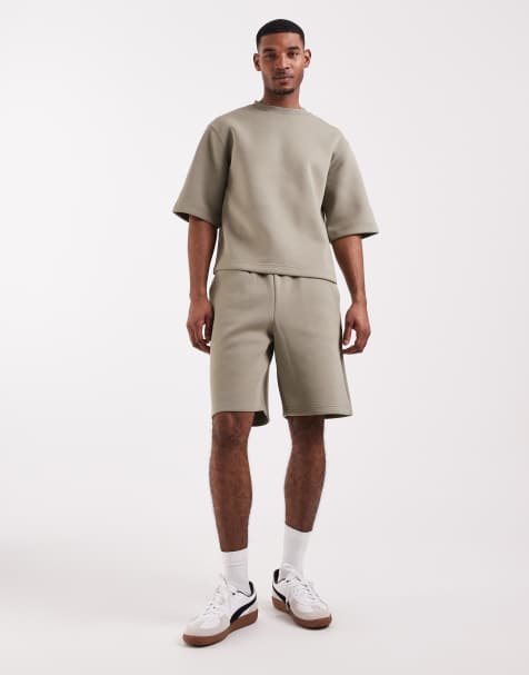 ASOS DESIGN - Pantaloncini oversize in tessuto effetto scuba pesante kaki - view 1