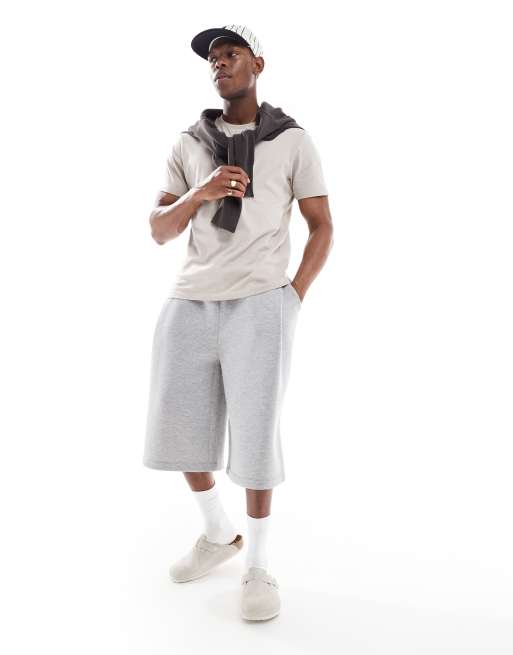 ASOS DESIGN - Pantaloncini oversize taglio lungo grigio mélange