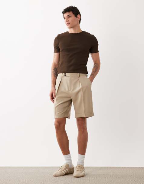 ASOS DESIGN - Pantaloncini premium 100% lana color pietra con vestibilità classica - view 1
