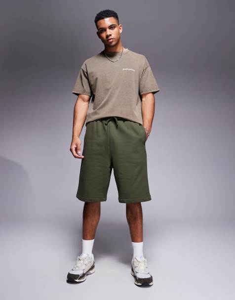 ASOS DESIGN - Pantaloncini premium oversize pesanti 400 gsm kaki scuro - view 1