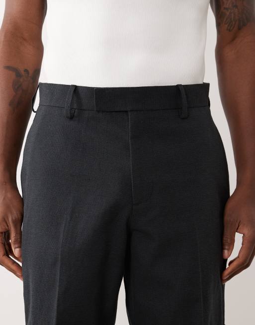ASOS DESIGN - Pantaloncini sartoriali in misto lino nero microtesturizzato, 4 di 5