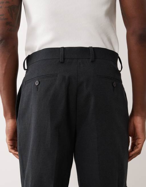ASOS DESIGN - Pantaloncini sartoriali in misto lino nero microtesturizzato, 5 di 5