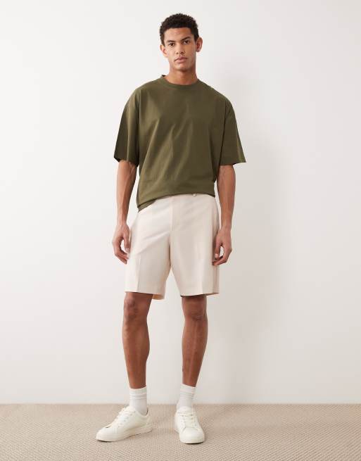 ASOS DESIGN - Pantaloncini sartoriali regular fit in twill comfort stretch écru, 2 di 5
