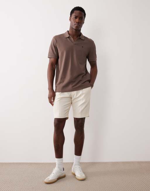 ASOS DESIGN - Pantaloncini sartoriali slim a pieghe microtesturizzati écru, 2 di 5