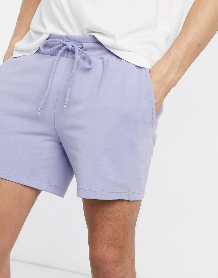 ASOS DESIGN - Pantaloncini skinny corti in jersey viola pastello